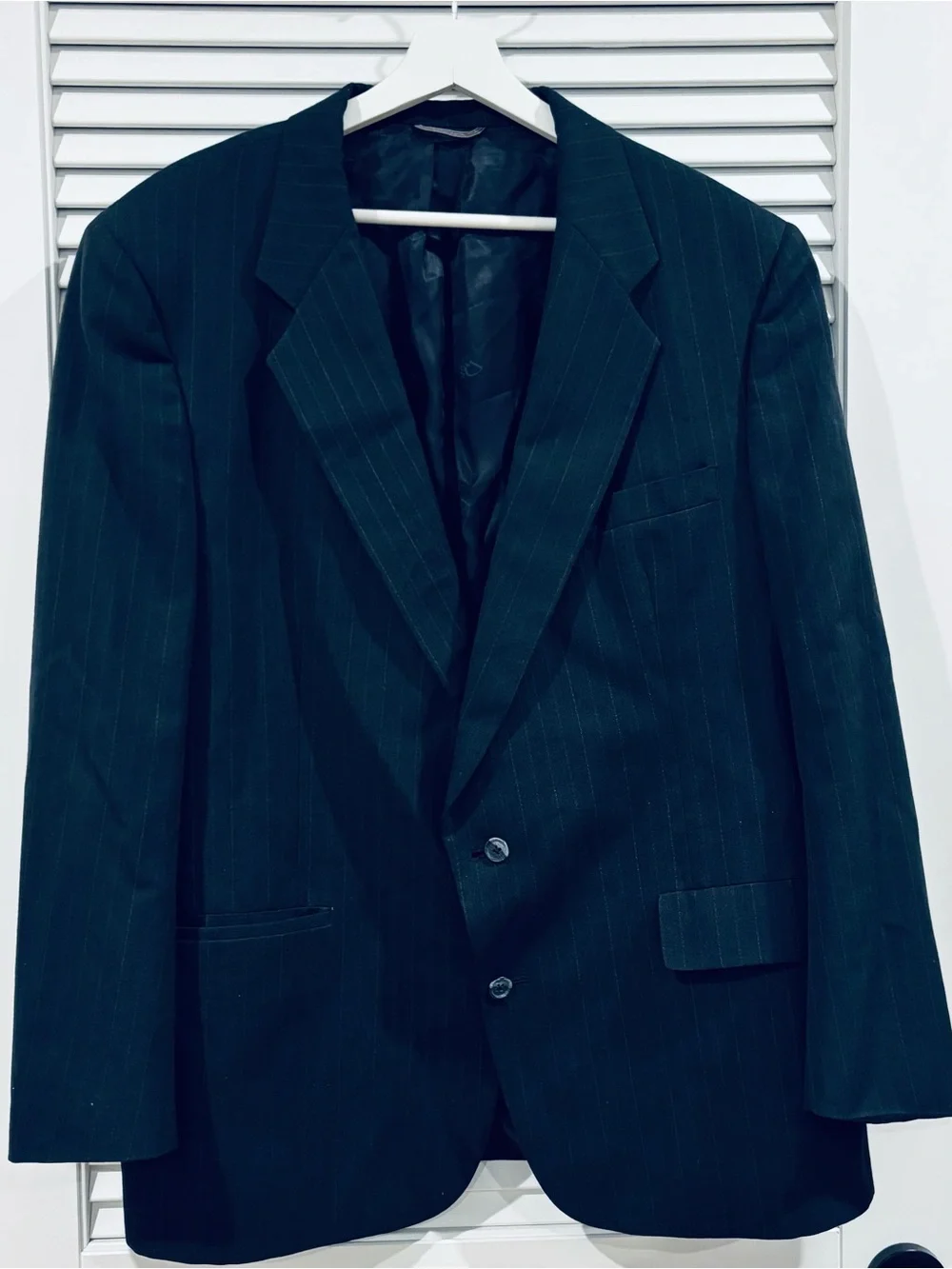Vintage Christian Dior Monsieur Navy Pinstripe 2 Piece Suit Blazer Pants COA